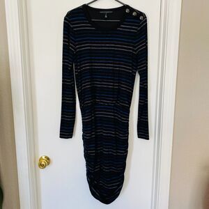 WHITE HOUSE BLACK MARKET Ruched Blouson Lurex Knit Dress Size S
